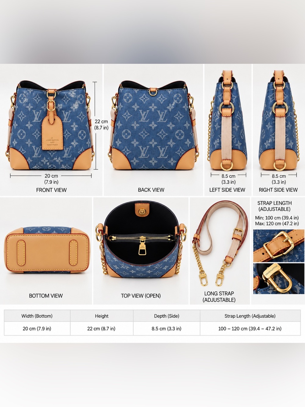 Unlisted fashion blue denim Bucket Crossbody Bag - Picture 5 of 8